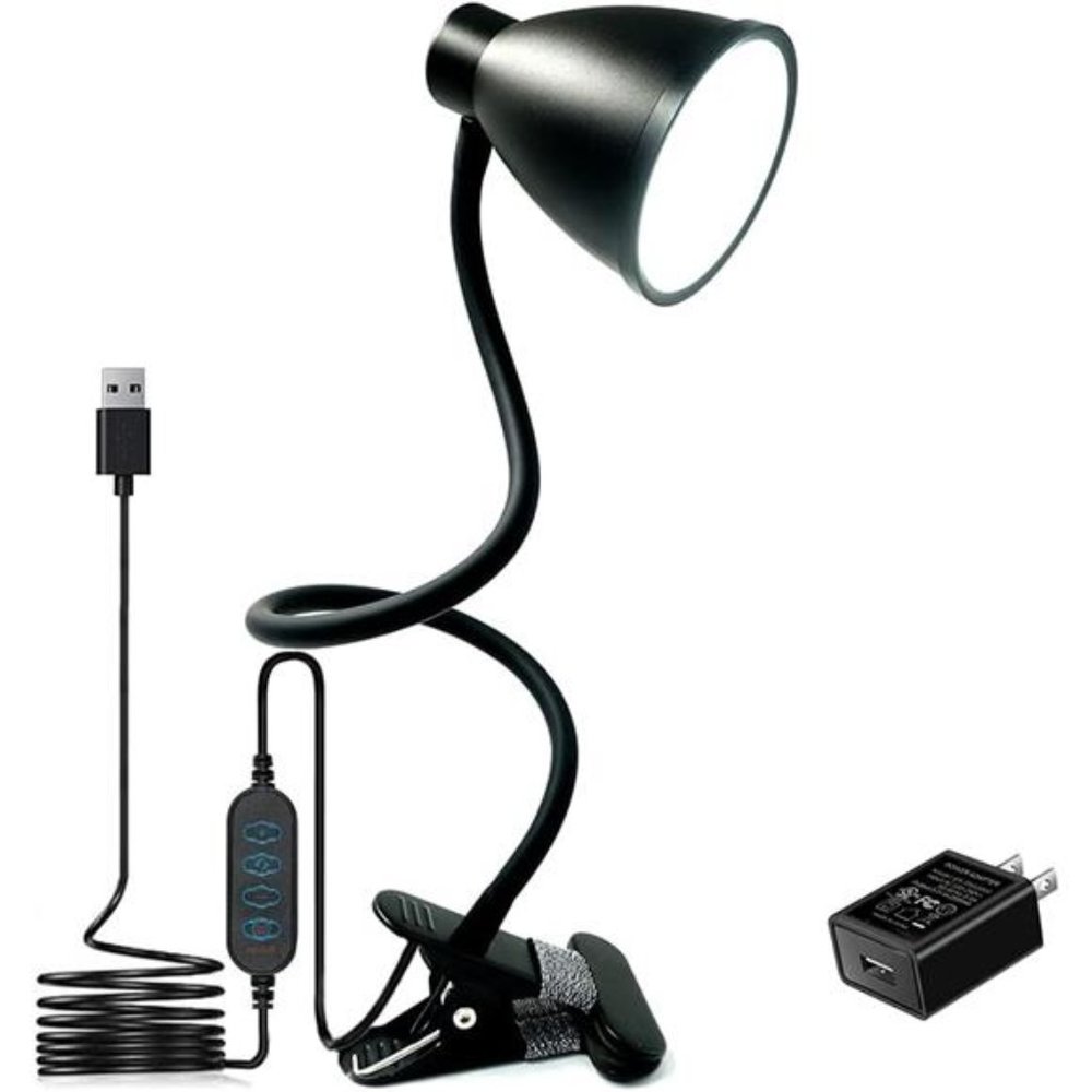 Desk Lamp 3 Color Modes 10 Brightness Dimmer Reading Light 10W 38 LED Clamp Lamp